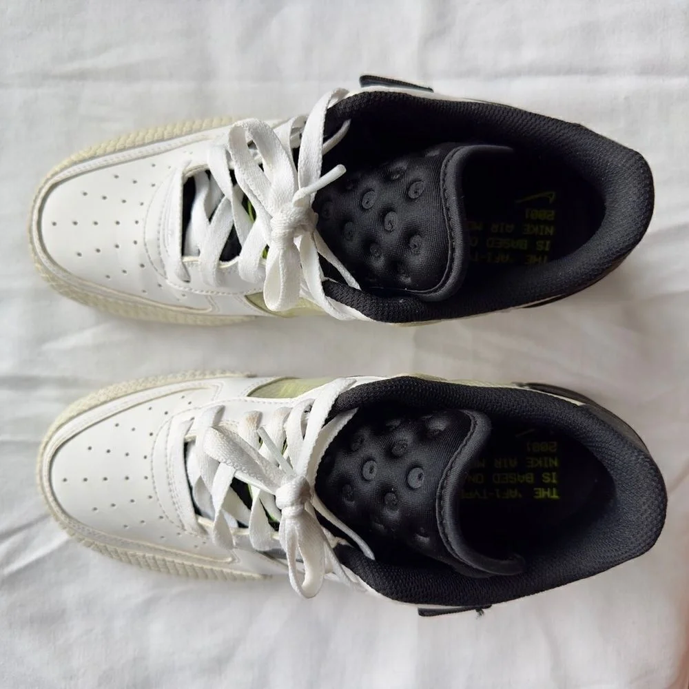 NIKE Air Force 1‎ Type White Black Volt Women/Unisex/Big Kid/Men NWOB Size 8